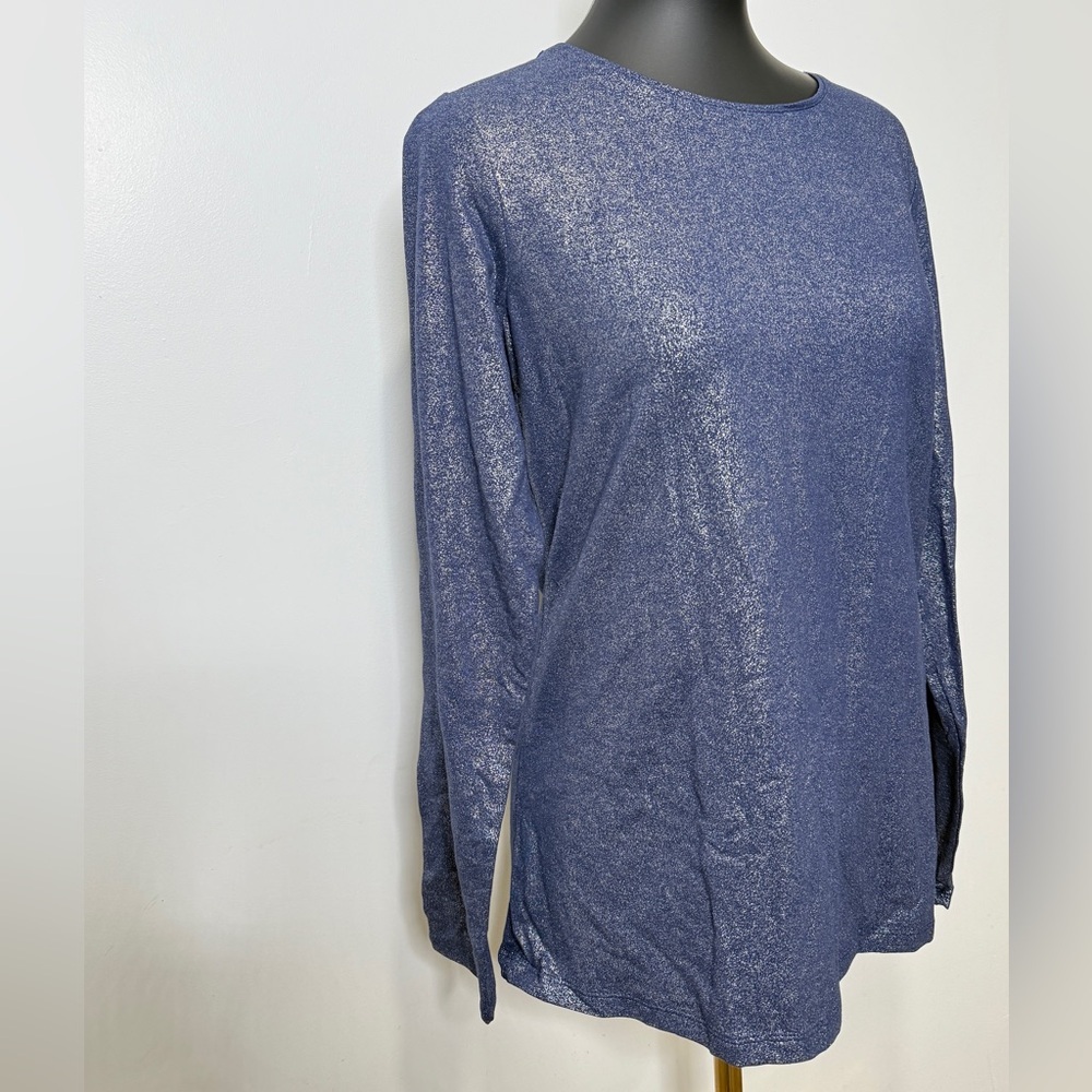 Lands' End Shimmering Blue Long Sleeve‎ Top